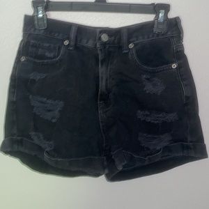 Black Ripped Jean Shorts
